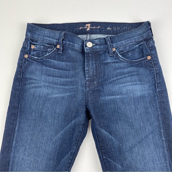 7 For All Mankind Jeans Womens Size 26 The Skinny Blue Dark Wash Denim - Picture 5 of 12